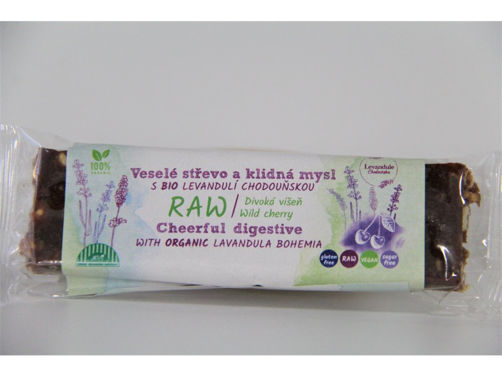 Tyčinka Divoká višeň s levandulí 50g RAW, BIO